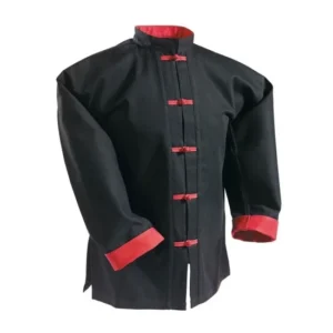 Traditional Black & Red Kung Fu Jacket | Martial Arts Training Uniform