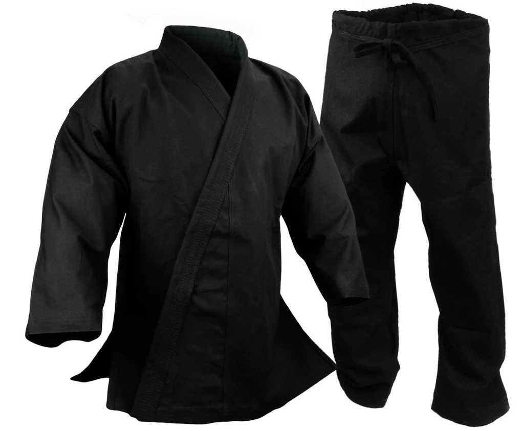 black-karate-uniform-set-10oz-cotton Black Karate Uniform Set 10 oz 100% Cotton for Martial Arts Training